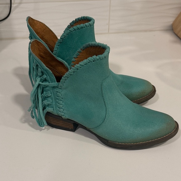 Circle G Shoes - Circle G Turquoise Fringe Ankle Boots